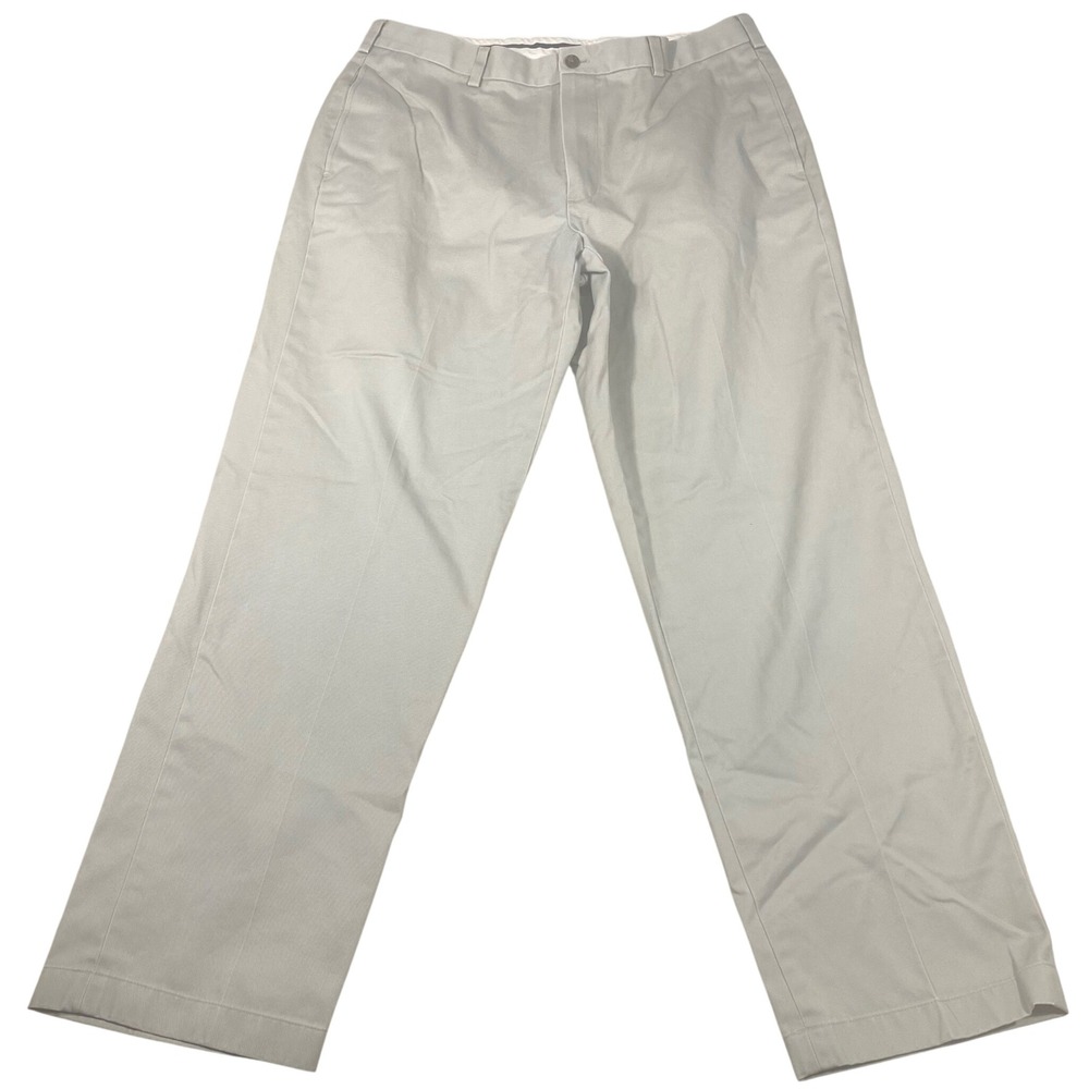 Brooks Brothers Advantage Chino Hudson Mens 36x32* Khaki Grey Flat Front Pants